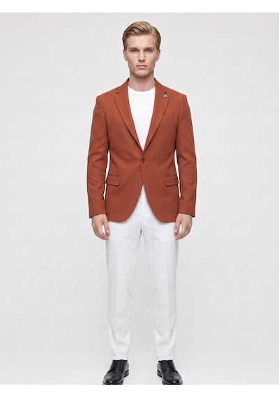 Plus Scorpion Kiremit Erkek Slim Fit Blazer Ceket Şık, Modern, Günlük Ve Ofis Kombinlerine Uygun Tek Düğmeli Erkek Ceketi