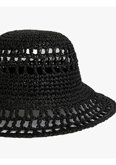Koton Bucket Hasır Şapka Siyah 5sak40061aa Siyah
