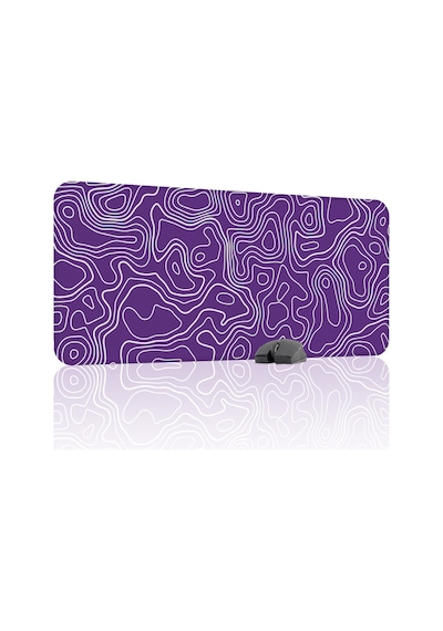Mor Beyaz 90x40 Xxl Taraftar Gaming Oyuncu Mouse Pad Kaymaz Taban Büyük Fare Altlığı Topography