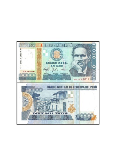 Peru 1988 Yılı 10.000 Intıs Kağıt Para Çil Unc Koleksiyon Para