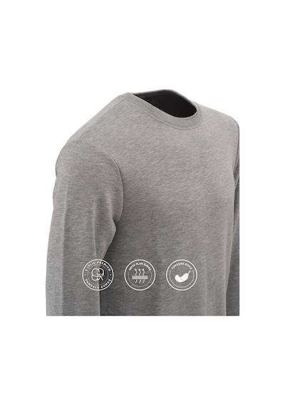 Elemge Pamuklu Erkek Sweatshirt Gri Soft Touch Relax Fit Basic Bisiklet Yaka 3 Iplik Nefes Alan
