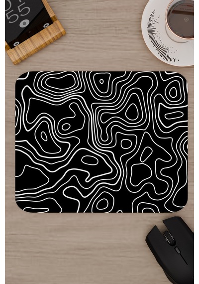 Siyah Beyaz 22x18 Taraftar Gaming Oyuncu Mouse Pad Kaymaz Taban Küçük Klavye Fare Altlığı Topography