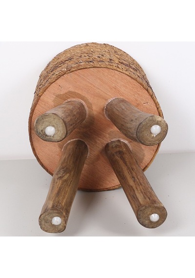Muz Yaprağı Puf & Stools-doğal Teak Ağacı Gövde 32x50 Cm Bej
