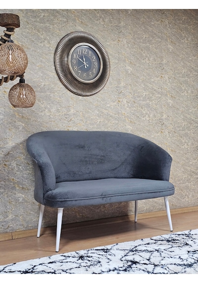 Zafir İkili Teddy Beyaz Boyalı Sivriltme Ayak Çay Seti Koltuk İkili Berjer , Balkon, Salon, Ofis Füme