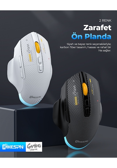 Mkespn W601w Tri Mode Rgb Gaming Mouse 12800 Dpı 7 Tuş Makro 1000hz Beyaz Diğer