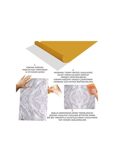 Tink Kendinden Yapışkanlı Gri Desenli Pvc Panel 41x62 Cm