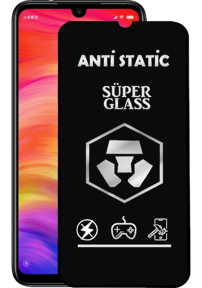 Xiaomi Redmi Note 7 ile Uyumlu Tam Kaplayan Anti Statik Dayanıklı Süper Cam Ekran Koruyucu
