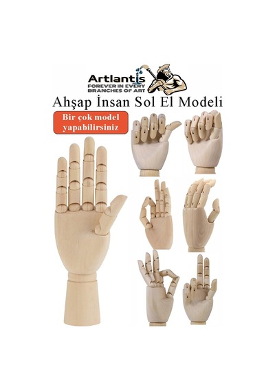 Ahşap Sağ El Modeli 25 Cm 1 Adet Sağ El Maketi Bayan Ahşap Manken Sağ El Parmak Model Hareketli Esnek Eskiz Çizim Boyama