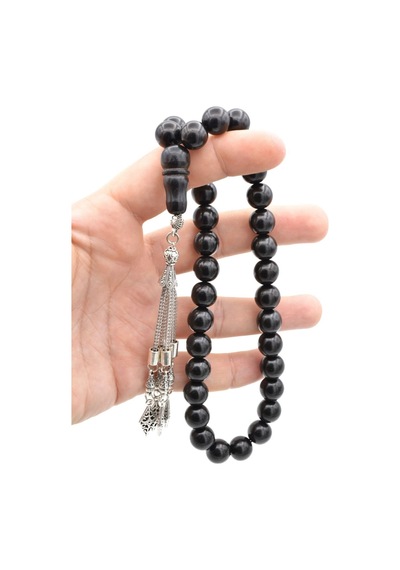 Murty99 Küre Kesim İri Boy Oltu Taşı Tesbih 12 Mm
