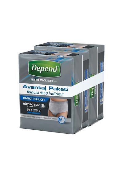 Depend Emici Külot Hasta Bezi Erkek Büyük Boy 2 x 8'li