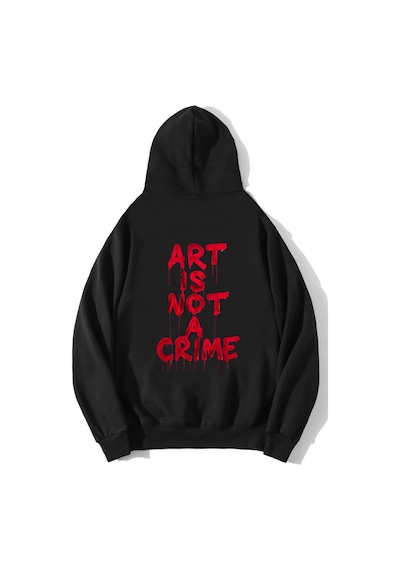 Brz Collection Unisex Oversize Art Is Not A Crime Hoodie Siyah