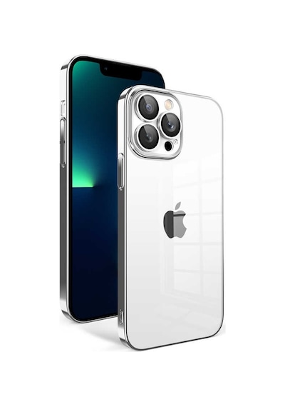Zeyline Apple Uyumlu iPhone 13 Pro Max Kamera Korumalı Renkli Çerçeveli Zore Garaj Kapak-gümüş