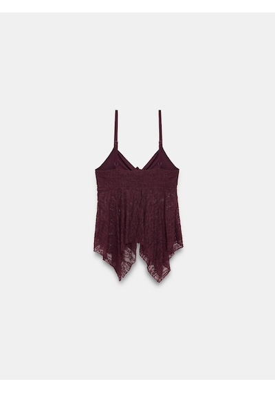 Dilvin 32768 Askılı Dantel Top-bordo