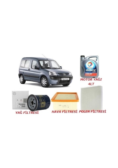 Peugeot Partner 1.9 Yağ Bakım 4 Lü Set 2004 Sonrasi 10w40-total