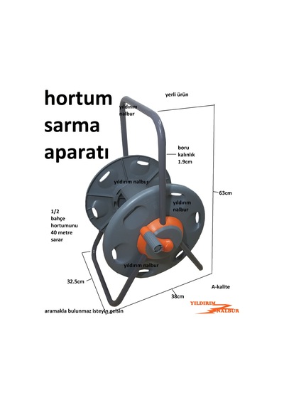 Bahçe Hortum Sarma Aparatı 40 Metre Ürün Sağlam Bahçe Makar