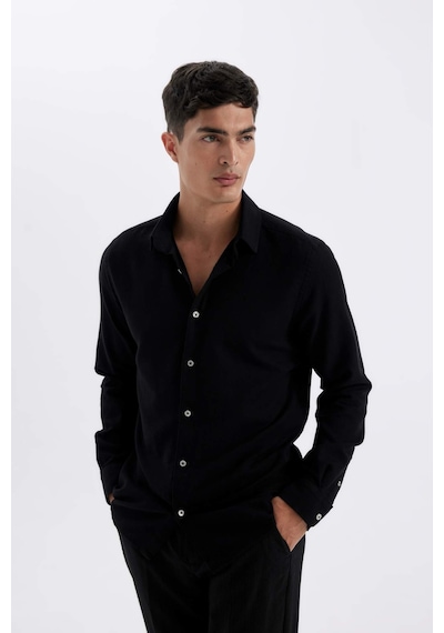 Defacto Siyah Modern Fit Modern Kesim Polo Yaka Düz Pamuklu Uzun Kollu Gömlek D1629AX24AUBK81 Siyah Defacto Siyah Modern Fit Modern Kesim Polo Yaka Düz Pamuklu Uzun Kollu Gömlek D1629AX24AUBK81 Siyah