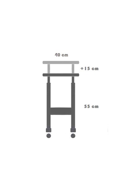 Yükseklik Ayarlı Zigon Dikey Sehpa Atlantik Çam Beyaz - 45x40 Oval Kenar Tekerlekli