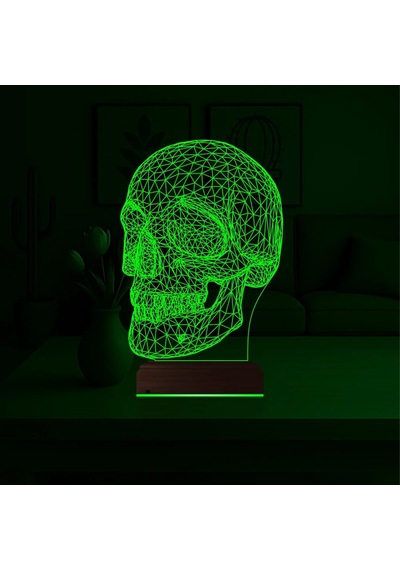 Luvivia Kuru Kafa İskelet 3d Lamba - Masa Gece Lambası V2 Şeffaf