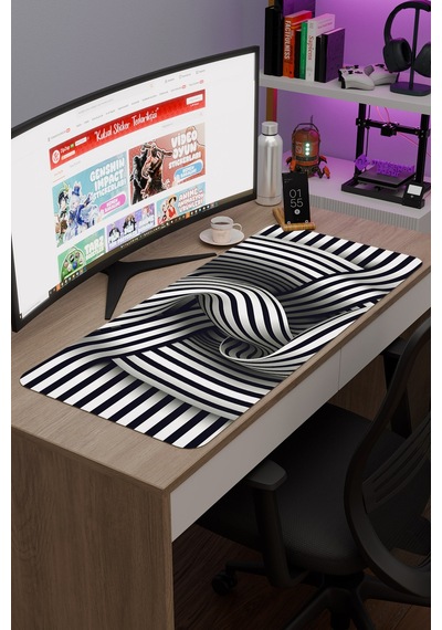 Realistik Çizgi Kaymaz Dikişli Kauçuk Oyuncu Mousepad V5 - 90x40 Xxl Gaming Mouse Pad Fare Altlığı