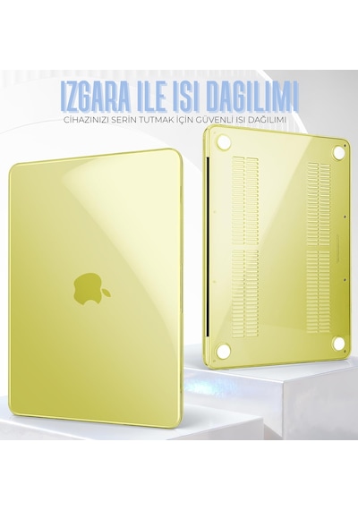 Apple MacBook Neo 13 İnç A3404 Uyumlu Şeffaf Kılıf Ekran Ve Klavye Koruyucu Set Kristal Parlak Kapak