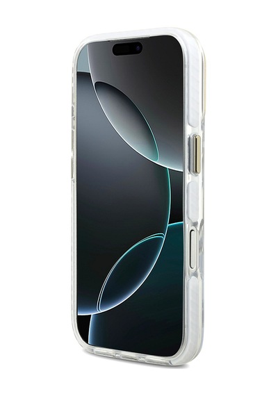 Apple Uyumlu iPhone 17 Pro Kılıf Lacoste Lisanslı M-safe Özellikli Gold Timsah Logolu Buzlu Kapak Beyaz Beyaz