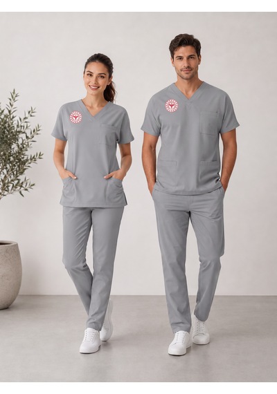 Teknik Hizmetler Forması Scrubs Likralı Takım Sağlık Bakanlığı Uyumlu-neutral Gray