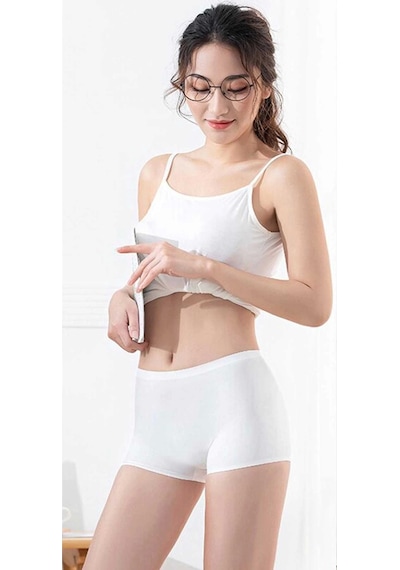 4 Adet Kadın Dikişsiz Görünmez İz Yapmaz Mini Şort Boxer Siyah Beyaz Ten Çok Renkli