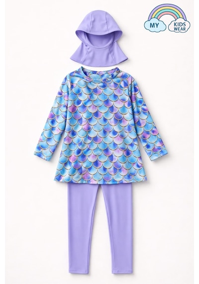 My Kids Wear Kız Çocuk Tesettür Mayo 3 Lü Takım Üst + Tayt + Bone 12569 Lila My Kids Wear Kız Çocuk Tesettür Mayo 3 Lü Takım Üst + Tayt + Bone 12569 Lila