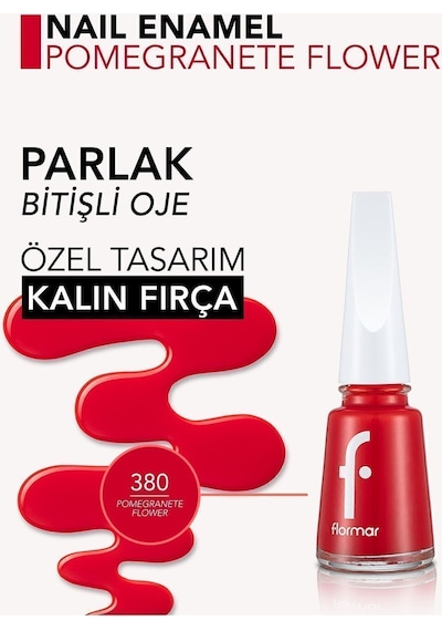 Flormar Sedefli Parlak Oje (KIRMIZI) - Nail Enamel - 380 Pomegranate Flower - 8682536035958