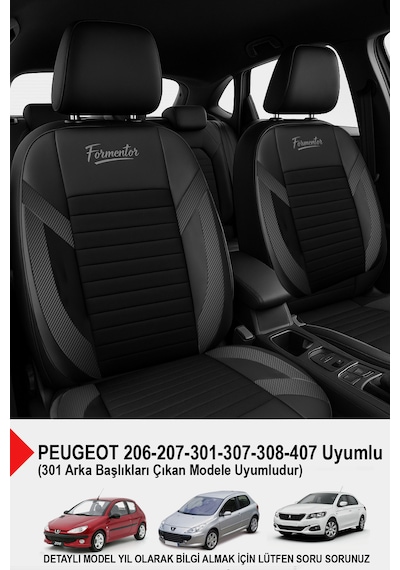 Formentor Tay Tüyü Oto Koltuk Kılıfı Peugeot 206-207-208-306-307-407 Uyumlu Carbon