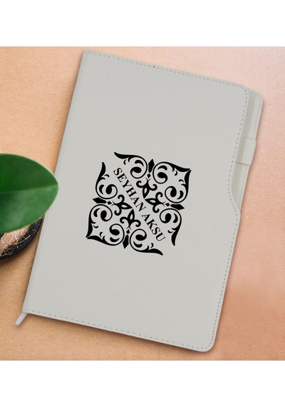 Bk Gift Kişiye Özel İsimli Beyaz Termo Deri Not Defteri 15x21cm-10