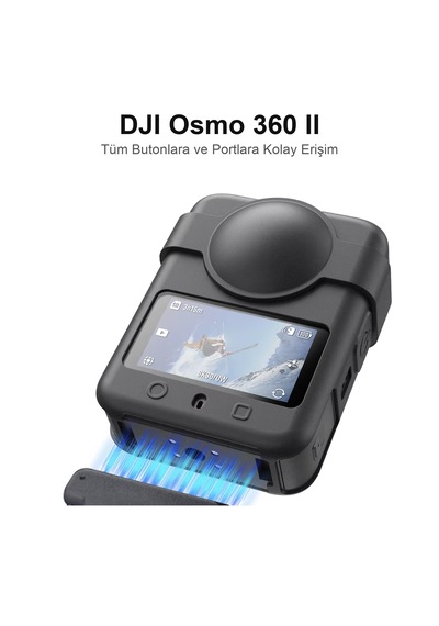 Newdaki Djı Osmo 360 / Osmo 360 2 Uyumlu Lens Kapaklı Silikon Koruma Kılıfı Siyah