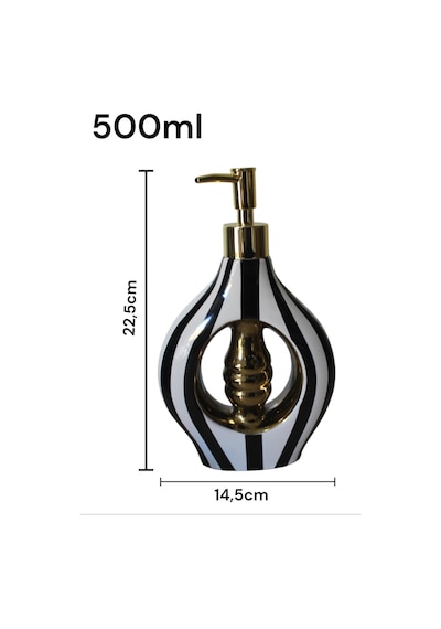 Porselen 500ml Sıvı Sabunluk Siyah Beyaz K282