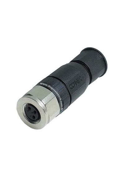 Sl08-f03s-5l M8 Düz 3 Pinli Dişi Konnektör 3'lü Paket