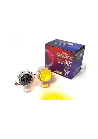 Femex Bi-xenon Turuncu Bal Petek Desenli Far İçi Mercek 2,5 Inc Far Merceği Led Xenon Uyumlu