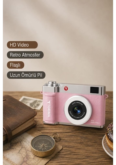 Torima CMR50 Mini Dijital Retro Kamera 48 MP Selfie Video Vlog Kamerası