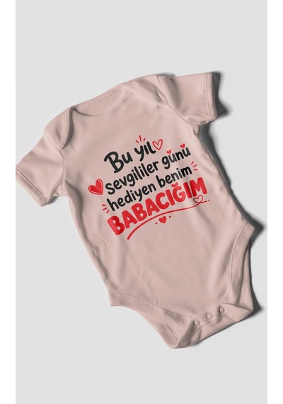 Morivokids Babaya Özel Kısa Kollu Bebek Body %100 Pamuk Zbn295-kk Pastel Pembe
