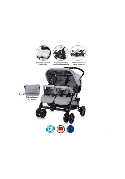 Lorelli Twin İkiz Bebek Arabası Cool Grey