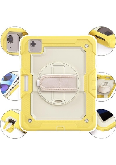 Apple Uyumlu iPad Air 5 10.9" 2022 M1 Kılıf Renkli Strap Zırh Case A2588