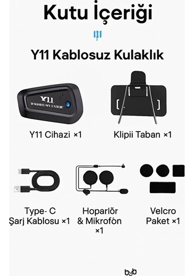 Y11 Bluetooth Kulaklık Mikrofonlu Motosiklet Kulaklığı İntercom Bt 5.3 34504260