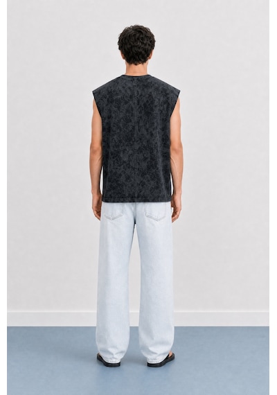 Respire Erkek Yıkamalı Tank Top Atlet Siyah