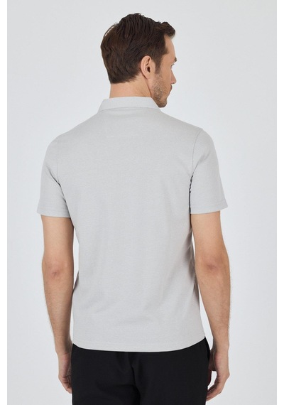 Gri Kısa Kol Düz Suprem Polo Yaka Cepsiz Pamuklu Casual Slim Fit Tişört 1011250164 100 Gri