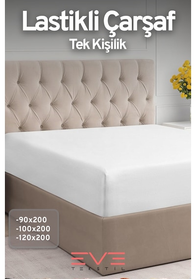 Eve Tekstil %100 Doğal Pamuk Tek Kişilik Rainforce Kumaş Lastikli Çarşaf Ve Yastık Kılıf Set Beyaz