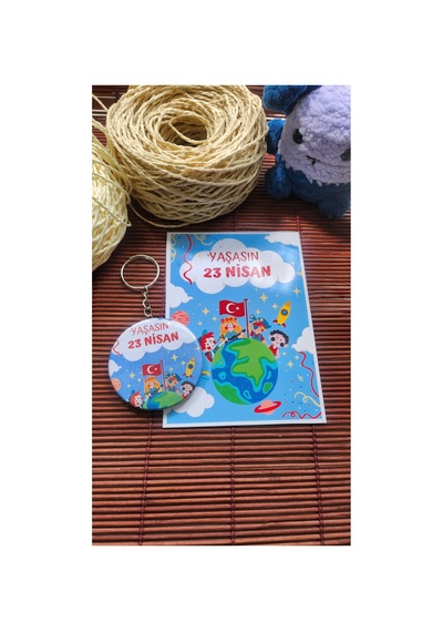 25 Adet 23 Nisan Büyük Boy Açacaklı Anahtarlık Ve Kart Çok Renkli
