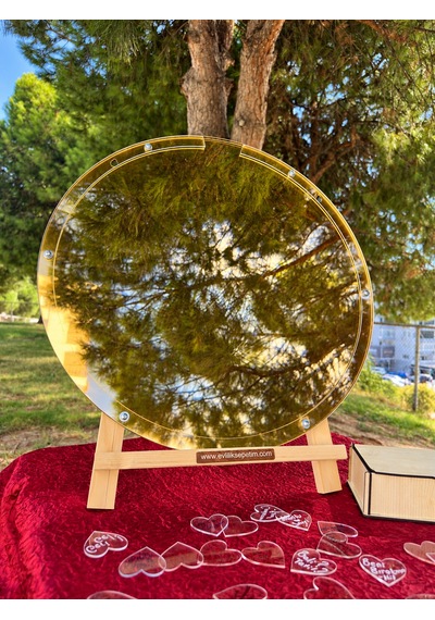 Kişiye Özel Full Altın Pleksi Yuvarlak Anı Kutusu 50cm