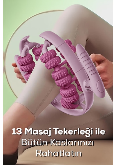 13 Tekerlekli Selülit Karşıtı Masaj Rulosu 360 Derece Bacak Boyun Kol Sıkılaştırıcı Masaj Aleti