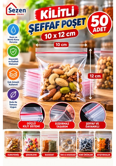 Şeffaf Kilitli Poşet - 10x12 Cm - Dayanıklı Malzeme