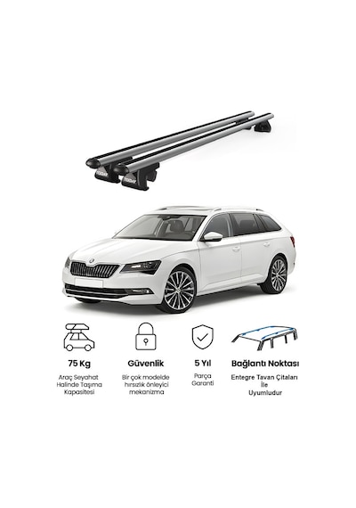 Venüs Skoda Superb Sw 2015 Ve Sonrası Uyumlu Gri Ara Atkı Port Bagaj Tavan Barı