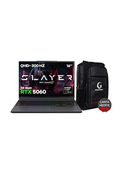 Game Garaj Slayer R9T-5060 V2-C3 R9-8945HX 64 GB 2 TB SSD 8 GB RTX5060 16" Free Dos Dizüstü Bilgisayar
