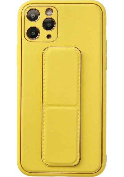 Apple  Uyumlu  iPhone 11 Pro Kılıf Coco Deri Standlı Kapak Sarı